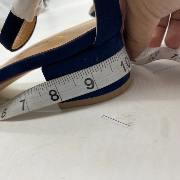 XYD Blue Open Toe Strappy Low Block Heel Ankle Strap Buckle Sandal - Picture 9 of 9